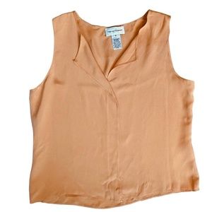 100% Silk Rena Rowan Peach Blouse S/M Excellent Condition Minimalist